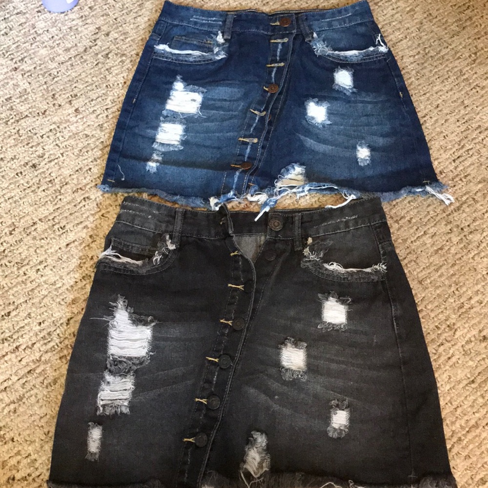 2 denim skirts